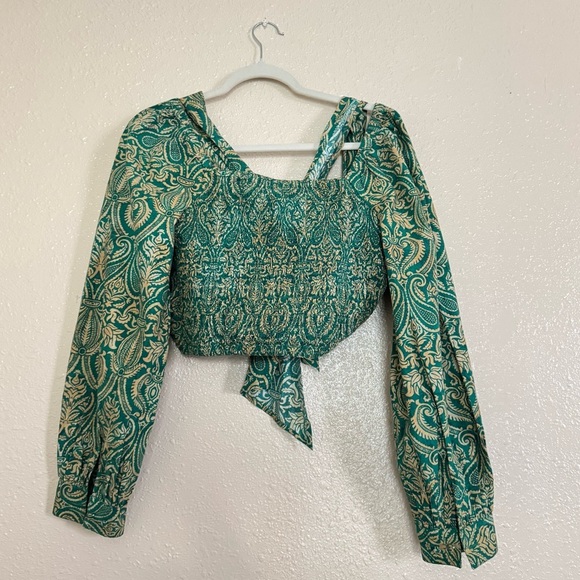 The Drop x Sruthijayadevan Jacquard Printed Sweetheart Surplice Top - Picture 4 of 9